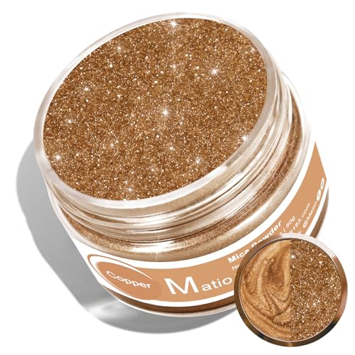 Matio Mica Powder, 1.8oz/ 50g Copper Pearlescent Effect Mica Powder for Epoxy Resin Natural Color Pigment for Soap Making, Bath Bomb, Candle Dye, Resin Craft, Paint,Nails,Jewelry, Slime Pigment - color: Copper