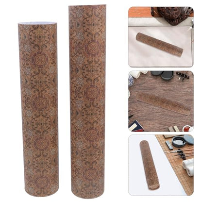 PRETYZOOM Telescoping Calligraphy Roll Storage Tube with Rustic Design, 35cm Extended Length, 6cm Diameter, Art Poster Carrier for Scrolls and Paintings, Reusable Painting Storage Box