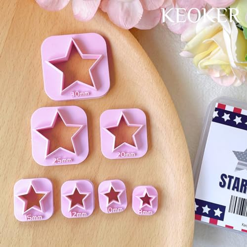 Keoker Stars Clay Cutters - 7 Pcs Fourth of July Polymer Clay Cutters, Independence Day Clay Earring Cutters, 4th of July Clay Cutters, Stars Polymer Clay Cutters (Stars) - color: Stars
