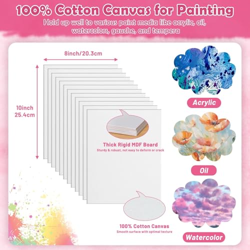 42 Pcs Sip and Paint Kit for Adults Couples Date Night Paint Party | 8x10 Inch Art Canvas Boards with Easel Stand, Mini Acrylic Paint & Brushes Paint Party Supplies, Valentines Day Painting Kit - color: 3ML Mini Acrylic Paints