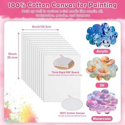 42 Pcs Sip and Paint Kit for Adults Couples Date Night Paint Party | 8x10 Inch Art Canvas Boards with Easel Stand, Mini Acrylic Paint & Brushes Paint Party Supplies, Valentines Day Painting Kit - color: 3ML Mini Acrylic Paints