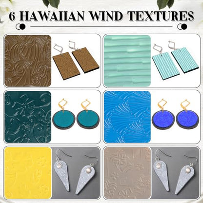 XunYee 23 Pcs Polymer Clay Texture Sheets for Earrings Jewelry Making 17 x 25 Boho Clay Fondant Texture Mats for Pottery Earrings Jewelry Making DIY Crafts