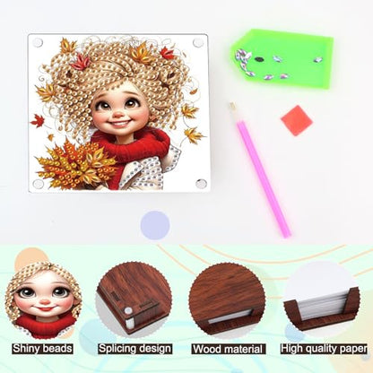 JISHSHAY 2 PCS Diamond Art Note Box Fairy Diamond Painting Note Pad Holder Elf Gem Painting Fairy Gem Art Memo Boxes Mosaic Kits for Adults Embroidery Kit Memo Pad Holder, Contains 120 Sheets of Paper - color: Elf 2