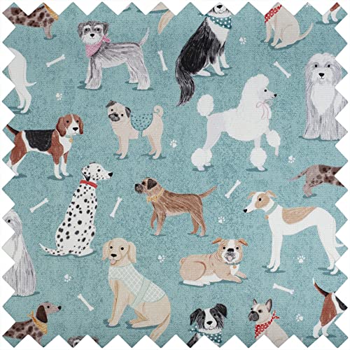 Hobby Gift Medium Sewing Box Organiser, Fabric Covered Storage Box with Handle, Internal Tray, Pin Cushion and Pocket for Sewing, Quilting and Knitting Supplies - color: Dogs
