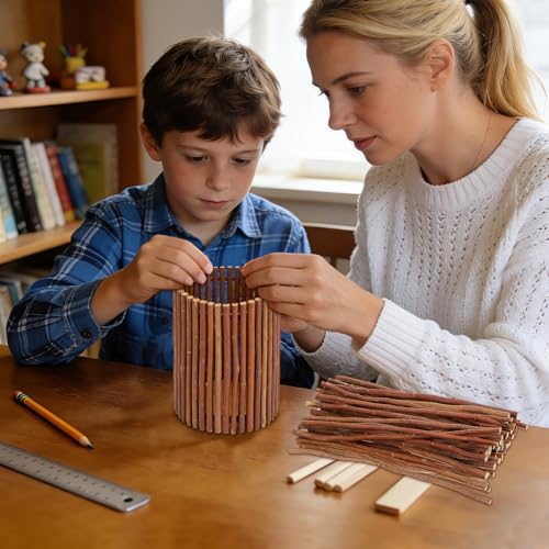 50 PCS Wood Log Sticks for Crafts,12 Inch DIY Twigs Sticks Natural Unfinished Wood Branches for Rustic Home Decor Fairy Gardens School Projects Photo Props - 0.4" Diameter Round Twigs