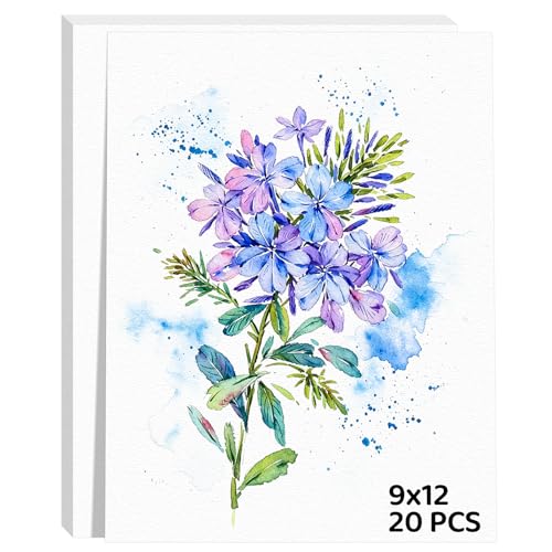 20 Sheets Watercolor Paper 9x12, 140lb/300gsm Cold Press Watercolor Paper Bulk, Cotton Water Color Paper, White Drawing Paper for Sketching, Acrylic, Gouache, Watercolor Supplies for Kids Adults - size: 9x12 Inch-20 Sheets