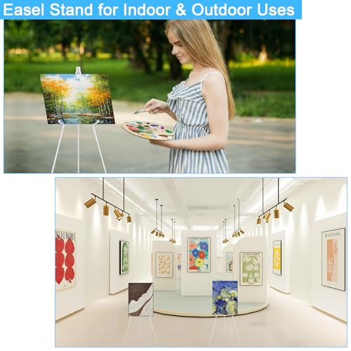 3 Pack White Easel Stand for Wedding Sign & Poster, 63" Portable Metal Painting Easels Stand Adjustable Folding Easel for Art Crafts Show,Arts,Birthday - style: White