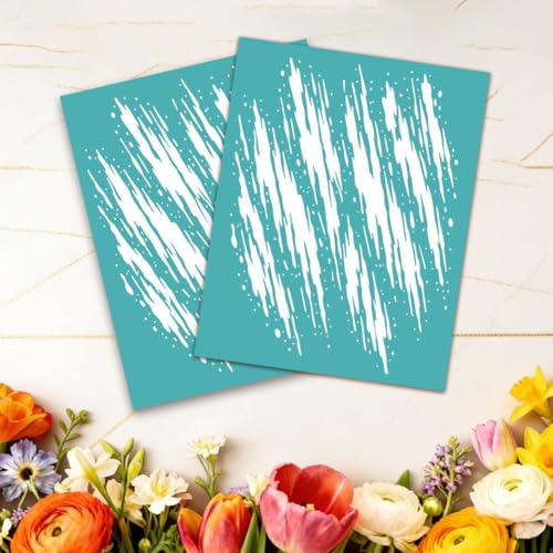 2 Sheets Brush Stroke Texture Silkscreen Stencil, Abstract Splatter Self-Adhesive Silk Screen Printing Stencils Reusable Mesh Stencil for Painting on Wood, T-Shirt, Home Craft - color: Brush Stroke