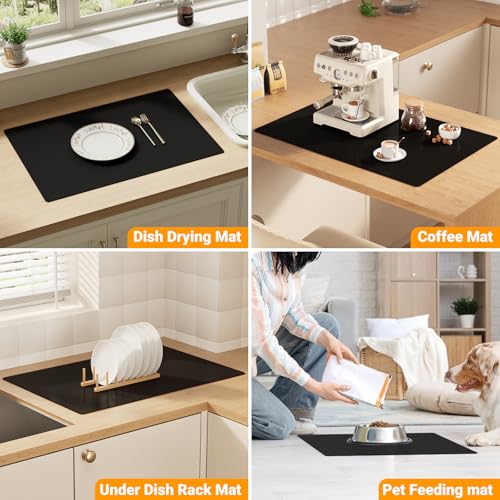 2-Pack Extra Thick Silicone Counter Mats - 24”x16” Large Heat Resistant Kitchen Countertop Protector, Non-Slip Hot Pad Trivet for Air Fryer, Hot Pots & Pans, Coffee Maker (Black) - color: Black