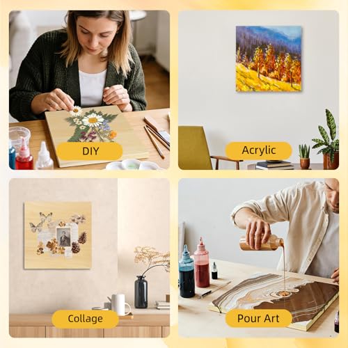 2 Pack 10x10 Basswood Wood Canvas Panels – Studio 3/4'' Deep Cradle Wood Art Boards for Pouring Art, Crafts, Oil & Resin Art - Sturdy Wood Painting Boards for Artists and DIY Crafters - size: 10x10" - 2Pack