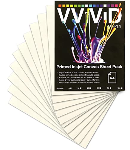 VViViD Inkjet Canvas 100% Real Printable Cotton LTR 8.5 X 11 125lbs. 340gsm 17mil (10 sheets) - size: 10 sheets