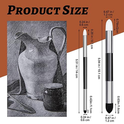 Kosiz 12 Pcs Blending Sponge Pen Double Headed Rub and Buff Washable Sketch Rubbing Sponge Brush Wipe Reusable Blending Stump Drawing Art Blenders for Artist Highlight Shadow Detail Tool (White,Black) - color: White,black