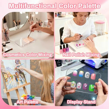 Acrylic Nail Art Palette - Transparent Nail Gel Polish Paint Mixing Pallet Design Plate For Nail Art Foundation Makeup Mixing Tray Display Stand Manicure Tools Supplies Accessories(3.15"×4.72" - size: 1 Count (Pack of 1)