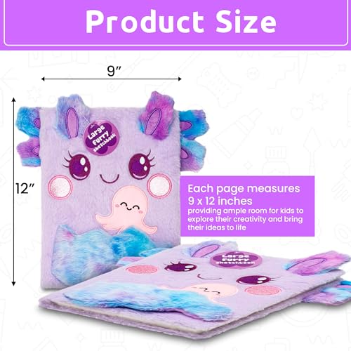 VOTUM Fuzzy Sketch Book: Personalized Artist Sketchbook: Sketching, Drawing and Creative Doodling. Notebook and Sketchbook to Draw and Journal (Axolotl) - color: Purple