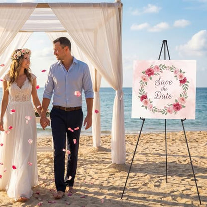 2 Pack Easel Stand for Sign, 66" Easel Stand for Painting & Display Black Aluminum Metal Tripod with Carry Bag, Portable Travel Easel for Adults Artists Wedding Sign