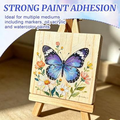 ESRICH 6 Pack Wood Panels with 4"x4", 5"x5", 6"x6", Square Craft Wood Canvas Boards, Blank Unfinished Wooden Art Board for DIY Art Creations Such as Painting, Acrylic Pouring, Resin, Burning, Collage - size: 4x4 5x5 6x6IN-6Pack
