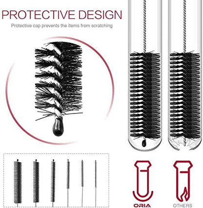 Long Straw Brush Cleaner (10 Pack), Flexible Nylon Tube Cleaning Brushes with 0.4" Bristles, Rust-Proof Stainless Steel Wire Washer for Reusable Tumblers, Sports Bottles & Pipes (10 Inch) - color: Black