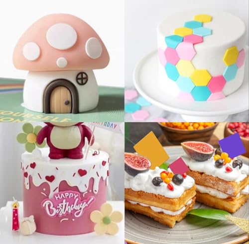 20 Pcs Cookie Cutters,Fondant Cake Cookie Plunger Cutter,Mini Plastic Biscuit Plunger Fondant Decorating Mold Heart Square Oval Circular Star Hexagon Cutters - color: Cookie Cutter