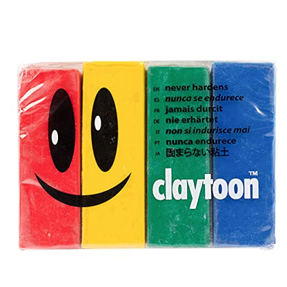 Van Aken Claytoon Modeling Clay – 1 lb (Four 4-oz Bars) – Use for Claymation, Models, and Stop Motion (Primary) - color: Primary