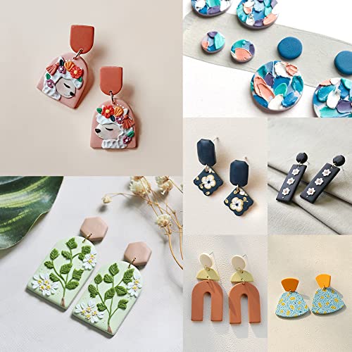 PTFJZ Polymer Clay Cutters for Earring Making - 160pcs Clay Tools Set with Earrings Accessories, 42+8pcs Different Shape Plastic Clay Cutters (Style B- Green+Purple) - color: Style B-Green+Purple