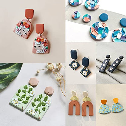 PTFJZ Polymer Clay Cutters for Earring Making - 160pcs Clay Tools Set with Earrings Accessories, 42+8pcs Different Shape Plastic Clay Cutters (Style B-Blue) - color: Style B-Blue