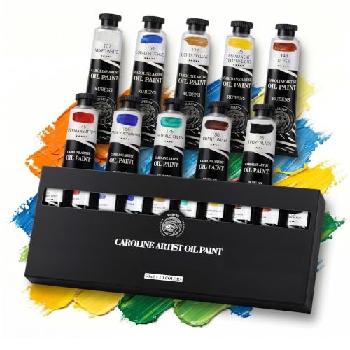 rubens Oil Paints Set 10 Colors, 60ml Large Tubes Oil Color Paint for Canvas, Professional Oil Colors with High Saturation, Standard Colors Art Supplies for Artists, Beginners - color: Standard Color