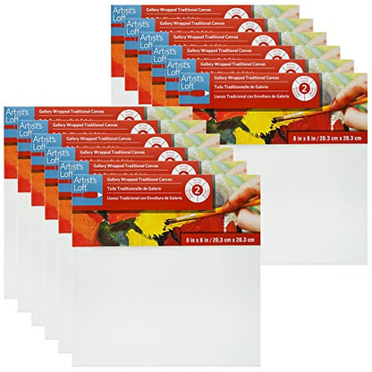 MICHAELS Bulk 12 Pack: Level 2 Gallery Wrapped Traditional Canvas by Artist's Loft® - size: 8â x 8â