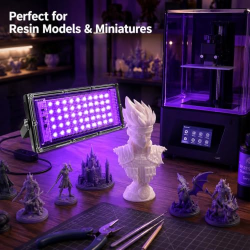 3D Printer UV Curing Light 405nm for SLA DLP LCD Models, Fast Solidifying Lamp for Photosensitive Materials, DIY Curing Tool for Crafts and 3D Prints - size: 50W Light Only