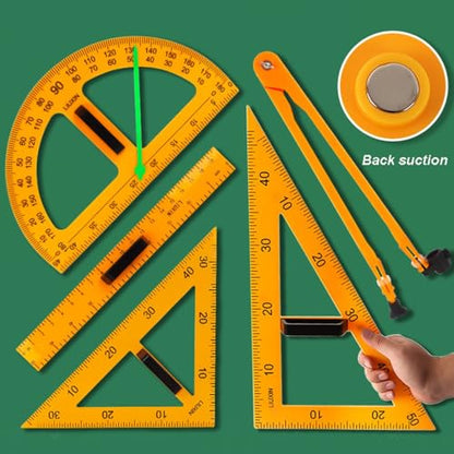 Magnetic Triangular Scale Ruler Set Drafting Tools Mathematics Protractor Pencil Compass, Math Geometry Classroom Teaching Measurement Set Oversized Ruler (45 ° and 60 ° Triangular Rulers) - color: 45 ° and 60 ° Triangular Rulers