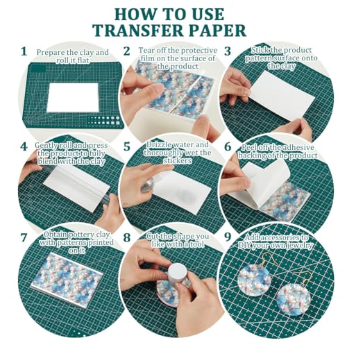 OLYCRAFT 24Pcs Magnolia Clay Transfer Paper 4 Styles Transfer Paper for Polymer Stained Glass Polymer Clay Transfer Sheets Flower Transfer Paper for Clay Earrings Jewelry Making - style: Stained glass
