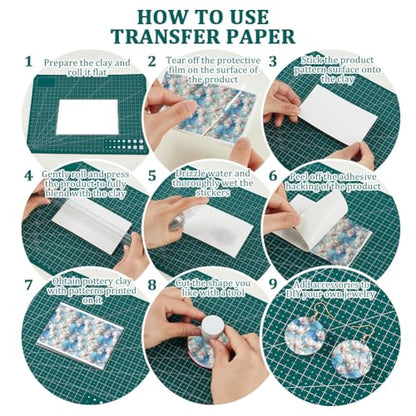 OLYCRAFT 24Pcs Magnolia Clay Transfer Paper 4 Styles Transfer Paper for Polymer Stained Glass Polymer Clay Transfer Sheets Flower Transfer Paper for Clay Earrings Jewelry Making - style: Stained glass
