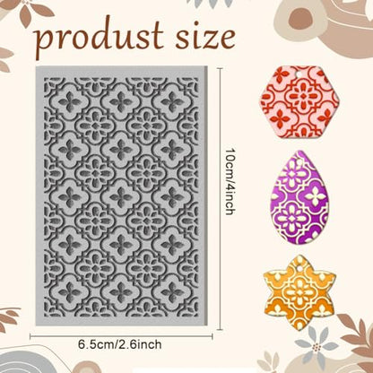 CHGCRAFT Tile Baroque Pattern Clay Texture Mat Retro Floral Polymer Texture Sheets DIY Tools for Clay Pottery Earring Jewelry Making Stamp Engraving Machines, 3.9x2.6inch - style: Baroque