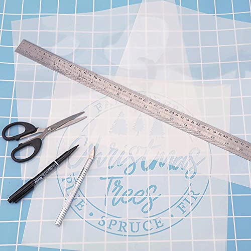 24 Pack 4 Mil Clear Mylar Stencil Sheets, 12" x 12" Blank Reusable Plastic Template Sheets for Cricut, Laser Cutting, Gyro-Cut Tool Template Material - size: 4mil