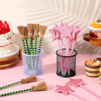 36 Pack Witch and Princess Party Favors Including Witch Broom Pens and Pink Star Ballpoints Pink and Green Favors for Halloween Party Supplies Decorations Goodie Bag