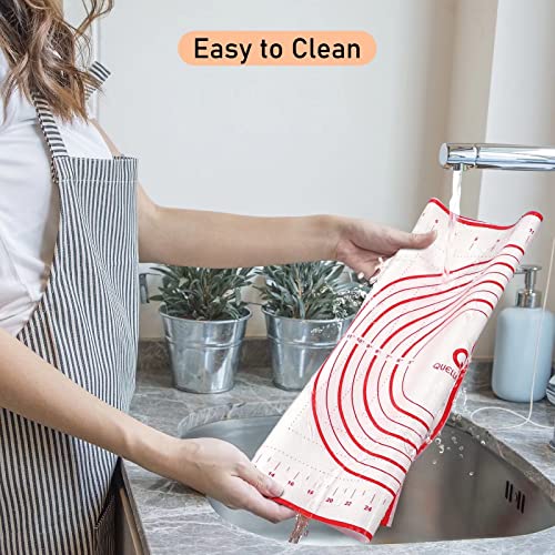 Silicone Baking Mat with Measurements, Pastry Mat for Rolling Out Dough Non-Slip Extra Large, Red, 20" x 28", Fondant Mat - color: Red, size: 20" x 28"