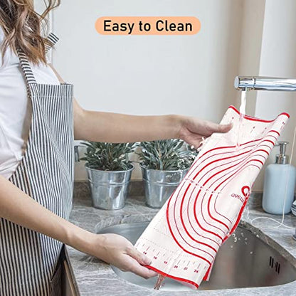 Silicone Pastry Baking Mat Dough - 16x24Inch Large Non Stick Slip Cookie Bread Rolling Mats Sheet, Kitchen Counter Kneading Cooking Board Pad Matt with Measurement for Pie Pizza Cookies Fondant Making - color: Red, size: 24"L x 16"W