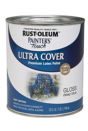 Rust-Oleum 224428T Brush 224428 Painter's Touch Latex Paint, Quart, Gloss Deep Blue, 1 (Pack of 1) - color: Gloss Deep Blue, size: 1 Quarts (Pack of 1)