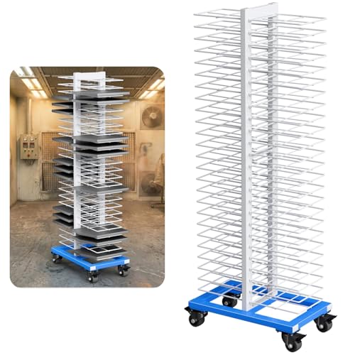50-Shelf Paint Drying Rack – Heavy-Duty Steel Cabinet Door/Art/Painting Drying Rack with 4 Locking Casters, 25 lbs per Shelf – Suitable for Panels,Drawing,Artwork & Cabinet Doors