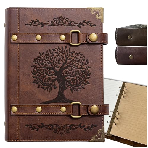 Tree of Life Journals DND Notebook,A5 Leather Notepad Hardcover Journaling | for Dungeons & Dragons / D&D Gifts Set,for Travel Office Daily Writing Items & Accessories for Players - color: 6-Red-Tree of Life