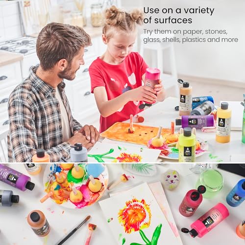 ARTEZA Acrylic Pouring Paint Set – 4 Aqua Tones, 4 Fluid Ounce Bottles, Pre-Mixed Acrylic Paint for Canvas, Wood, Paper, Glass and Art Projects