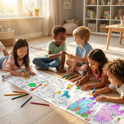 2-Pack Boys Coloring Paper Roll, 1 Dinosaur World + 1 Vehicle Adventure, 116"x11.6" Giant Drawing Paper, Reusable Mess-Free Art Paper Set for Toddler Boys Ages 3-8, Best Birthday Gift & Tablecloth - color: C8