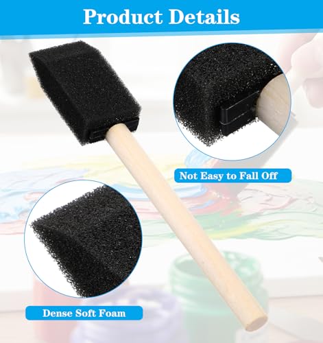 5 Pcs Foam Brush, Foam Paint Brushes 1 Inch Black Wood Handle Foams Brushes for Painting, Varnishes & DIY Projects