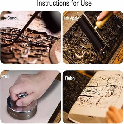 Stainless Steel Ball Stamping Tool, Printmaking Press Tools, Diameter 7/9/12 Cm, Even Pressure, Malian Brocade Box & Malian Brocade Bag, for Linocut, Scrapbooking Crafting - size: 7cm