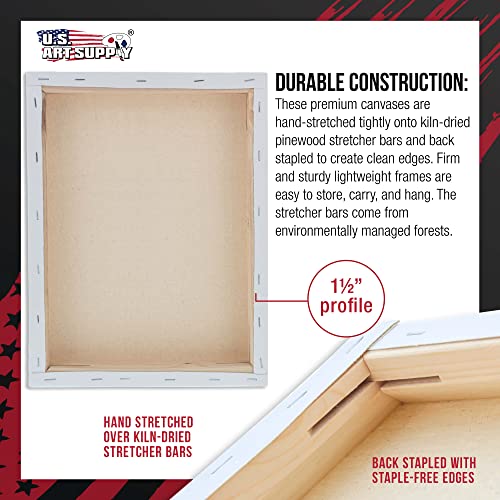 U.S. Art Supply Large Stretched Canvas for Painting 18x24 inch Gallery Depth 1-1/2" Thick, 3-Pack - 12oz Acrylic Gesso Triple Primed, Professional Artist Quality, 100% Cotton - Oil, Pouring Paint - size: 18" x 24"