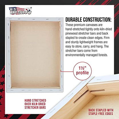 U.S. Art Supply Large Stretched Canvas for Painting 18x24 inch Gallery Depth 1-1/2" Thick, 3-Pack - 12oz Acrylic Gesso Triple Primed, Professional Artist Quality, 100% Cotton - Oil, Pouring Paint - size: 18" x 24"
