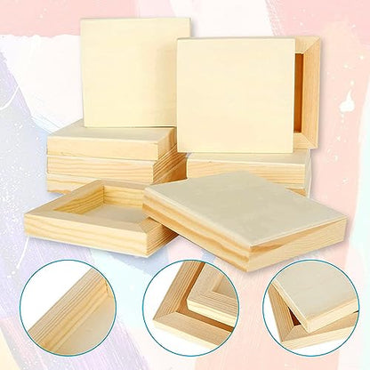 12 Pack Unfinished Wooden Canvas Board 5 x 5 inch Wood Panel Boards Square Wood Panels Blank Boards for Painting, Pouring, Burning, Arts Use with Oils, Acrylics and DIY Craft Projects - size: 5inch