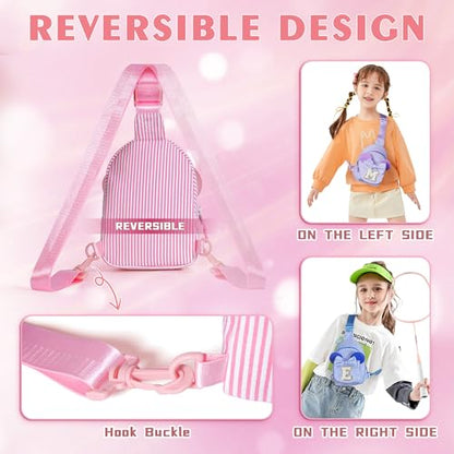 Birthday Gifts for Kids, Small Sling Bag, Birthday Gifts for 2 3 4 5 6 7 Year Old Girl Kids Pink Initial Sling Bag Fanny Packs Bags for Girls Sister Daughter Wife (Pink B) - color: Pink, style: B