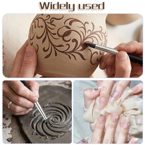 10 Pcs Silicone Sculpting Tools, Flexible Silicone Clay Tools for Handicraft Pottery Artwork Shaping & Carving DIY (Black)