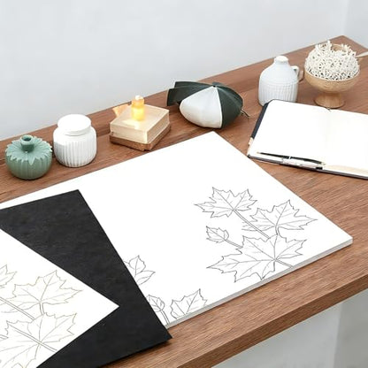 Hukiwow 150 Sheets Carbon Paper for Tracing on Wood,Graphite Transfer Paper for Drawing Tracing on Canvas Fabric,Black 8.27 x 11.69 Inches（A4）