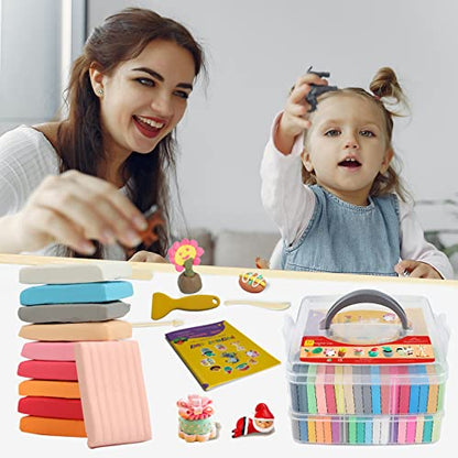 Aestd-ST Polymer Clay 50+50 Colors, DIY Modeling Clay for Kids, Oven Baked Model Clay, Non-Toxic, Non-Sticky,with Sculpting Tools, Halloween Christmas Gift for Children and Artists. (50+50 Colors)